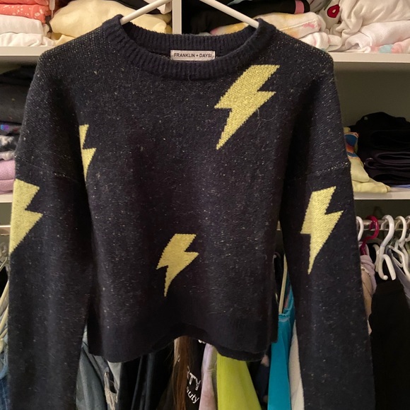 Franklyn and Dailey navy blue speckled lightening bolt sweater - Picture 1 of 4